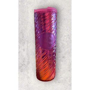 Starbucks 2022 Holiday Tumbler Iridescent  Spiral Pink 16 Oz NEW